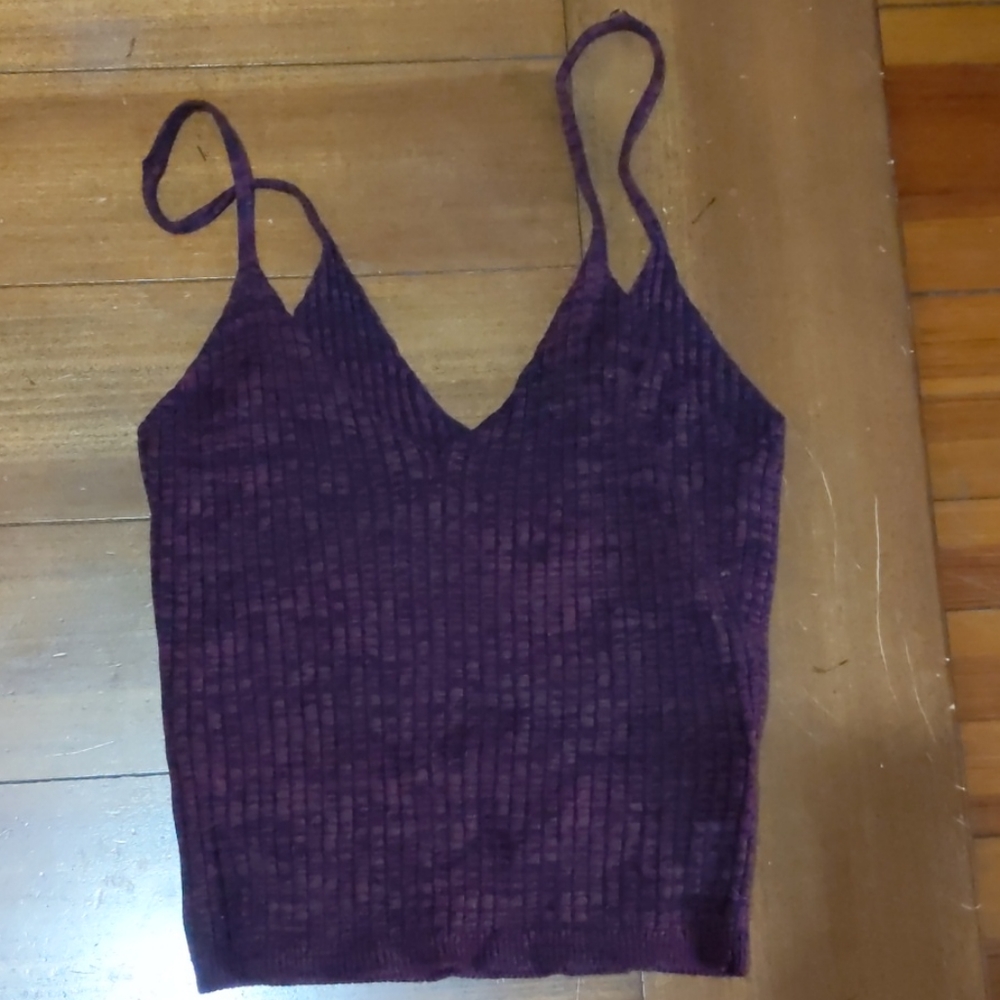 Deep red/purple knit crop top